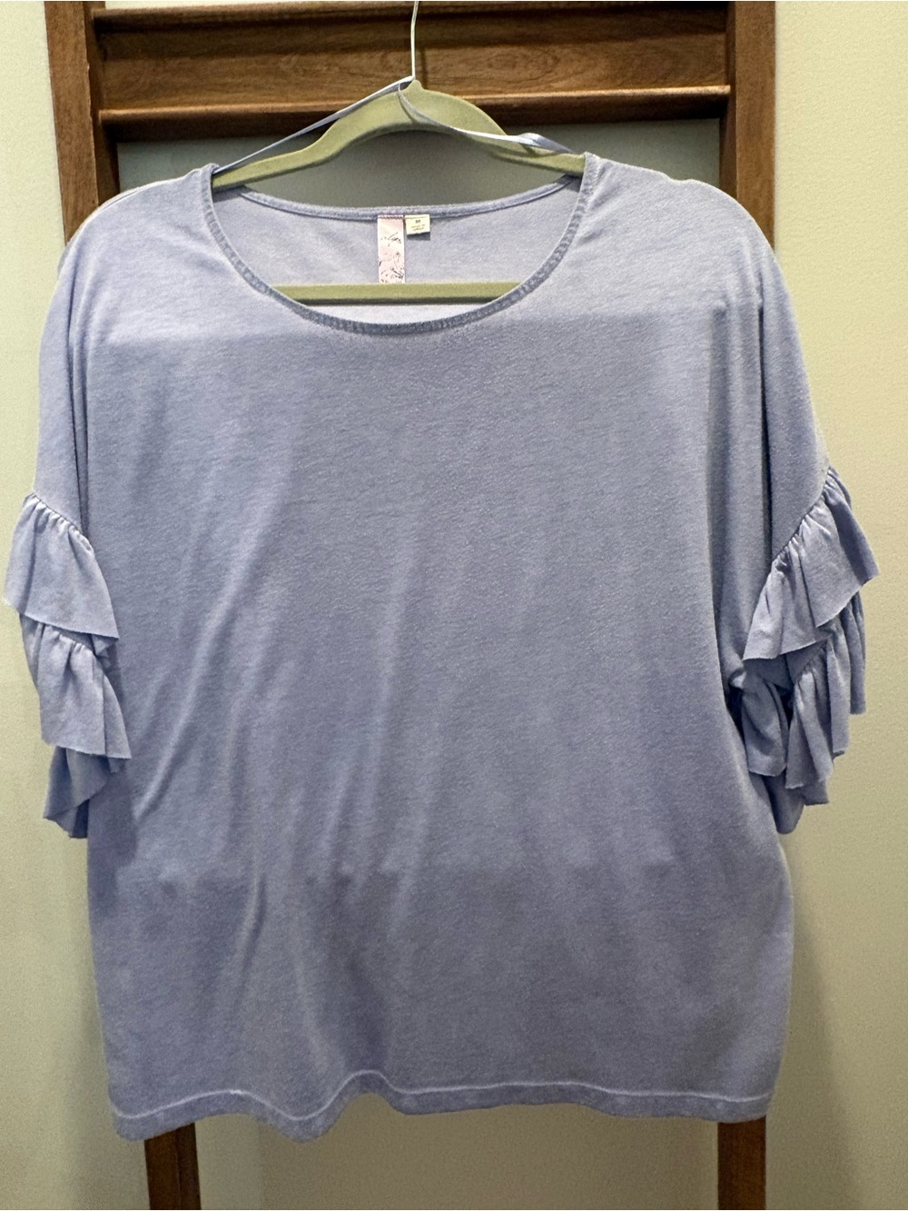 Alya Lavender Ruffle Sleeve Short Sleeve Tee (0013) - Picture 3 of 4